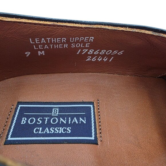 NEW Old Stock Bostonian USA Classics Black Leather Dress Shoes Mens 9M Oxfords - Picture 7 of 10